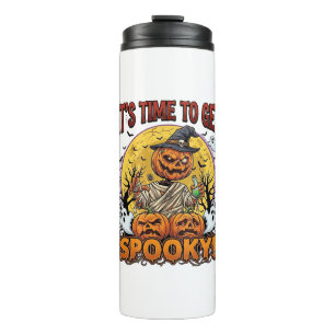 Its Time Get Spooky Halloween Pumpkin Mummy Ghosts Thermal Tumbler