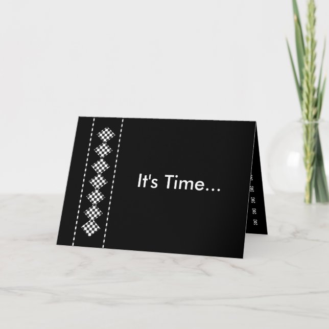 "It's Time" Groomsman Invite with Diamond Checks (Front)