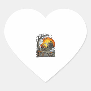 Its Time Halloween Haunted House Graveyard Spooky Heart Sticker