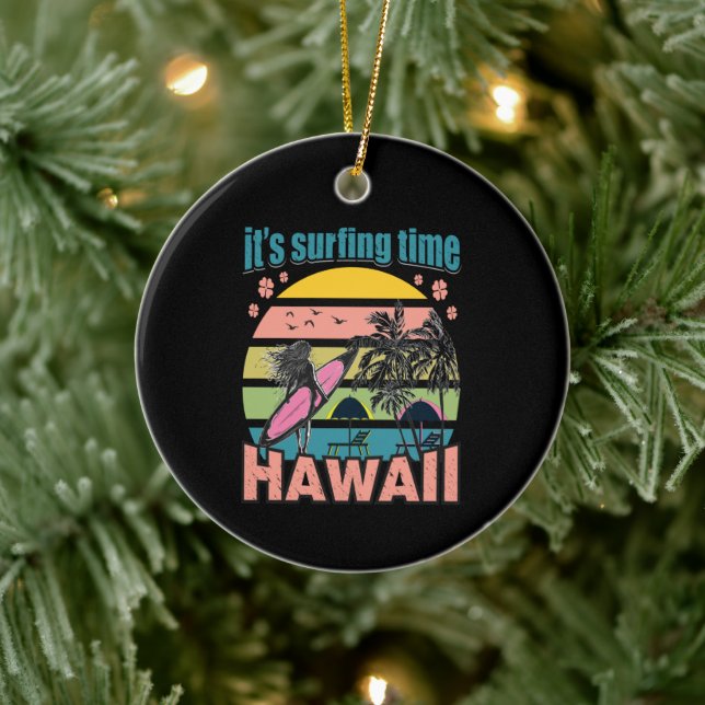 It's Time Surfing - Hawaii Ceramic Ornament (Tree)