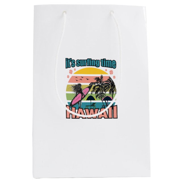 It's Time Surfing - Hawaii Medium Gift Bag (Front)