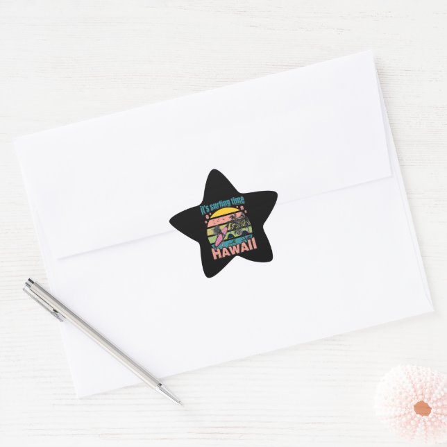 It's Time Surfing - Hawaii Star Sticker (Envelope)