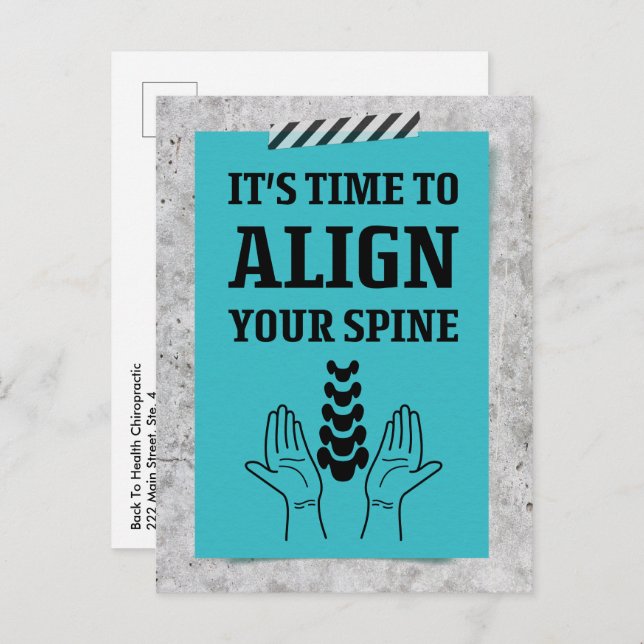 It's Time To Align Your Spine Note Chiropractic Postcard (Front/Back)