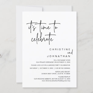 It's time to celebrate, Wedding Elopement Party Invitation