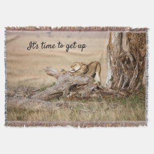 It's time to get up Lion photo with text Throw Blanket