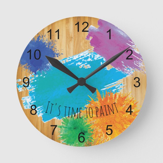 It's time to Paint Artist Painter Painting Round Clock (Front)
