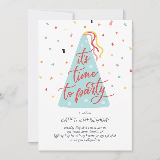 It's time to party birthday invitation (Front)