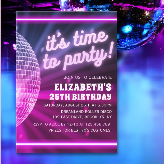 It's time to Party | Disco Birthday Theme Invitation (Creator Uploaded)