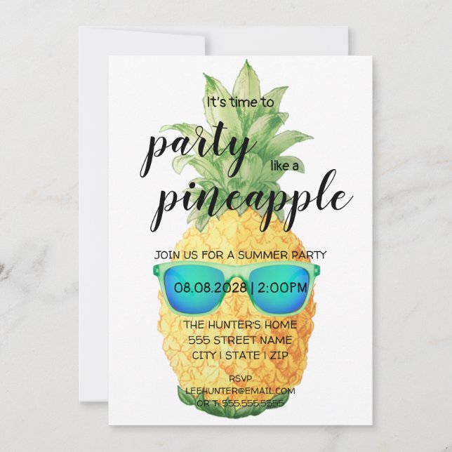 It's Time to Party like a Pineapple Invitation (Front)
