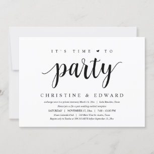It's time to party, Modern Post Wedding Elopement Invitation