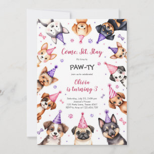 It's Time to Paw-ty Party Animals Kids Birthday Invitation