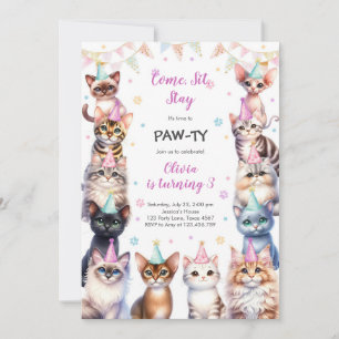It's Time to Paw-ty Party Animals Kids Birthday Invitation