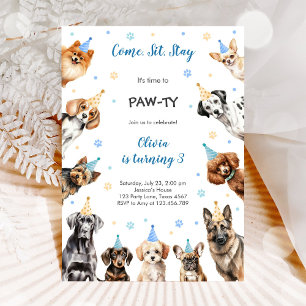 It's Time to Paw-ty Party Animals Kids Birthday Invitation