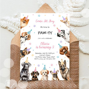 It's Time to Paw-ty Party Animals Kids Birthday Invitation