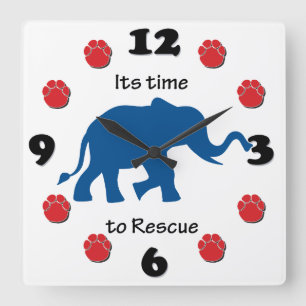 Its Time to Rescue Elephants Square Wall Clock