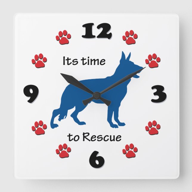 Its Time to Rescue German Shepherds Square Wall Clock (Front)