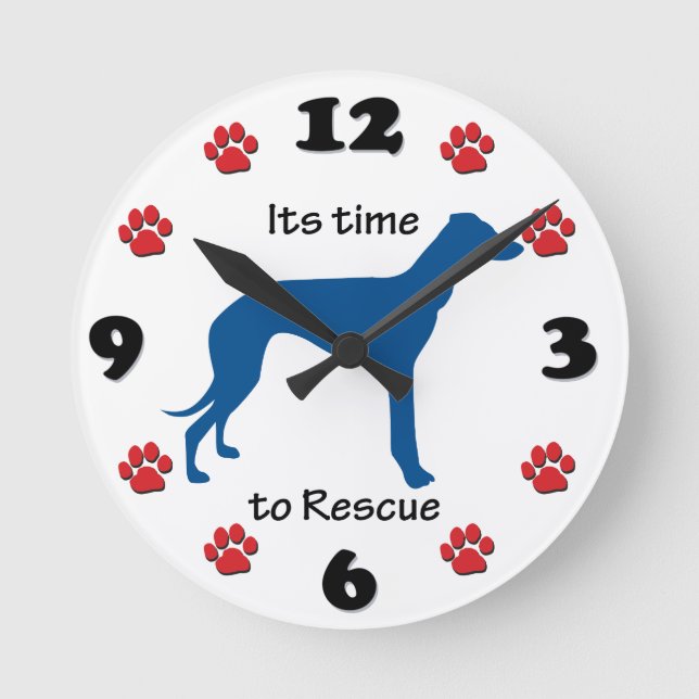 Its Time To Rescue Greyhounds Round Clock (Front)