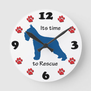 Its Time to Rescue Schnauzers Round Clock