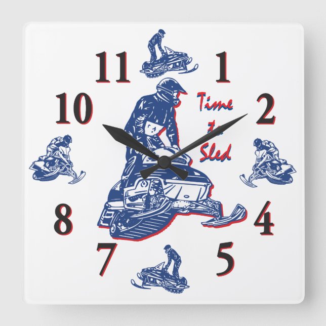 Its Time to Sled - Snowmobile Clock (Front)