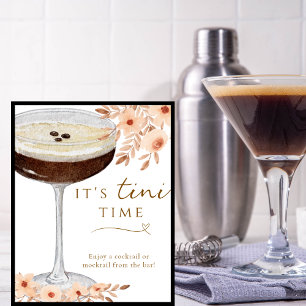 It's Tini Time Floral Espresso Martini Bar Sign