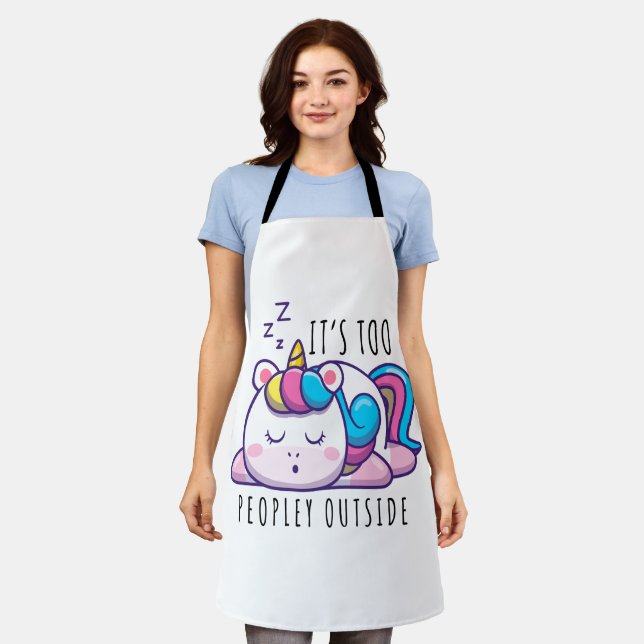 It's Too Peopley Outside Unicorn Introvert Apron (Worn)