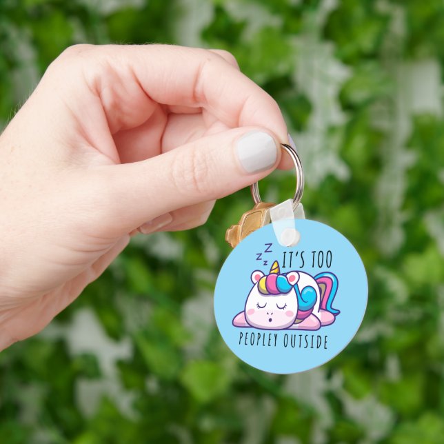 It's Too Peopley Outside Unicorn Introvert Key Ring (Hand)