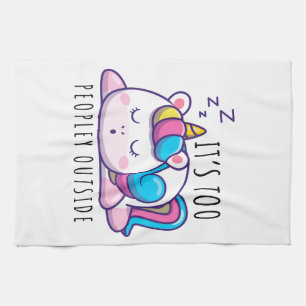 It's Too Peopley Outside Unicorn Introvert Tea Towel