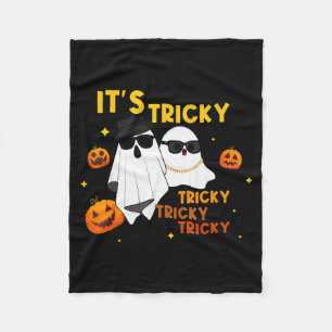It's Tricky Tricky Tricky Funny Ghost Boo Hallowee Fleece Blanket