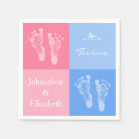 Its Twin Boy and Girl Cute Pink Baby Footprints