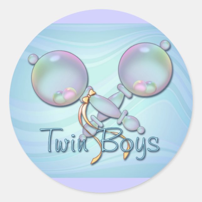 IT'S TWIN BOYS BABY RATTLE by SHARON SHARPE Classic Round Sticker (Front)