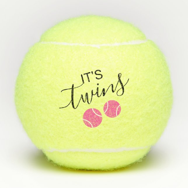 It's Twin Girls Baby Shower Gender Reveal Tennis Balls (Front)