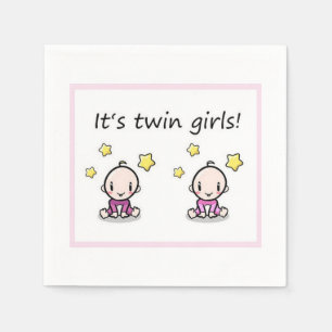 It's Twin Girls, Decoration, Twin Baby Shower Napkin
