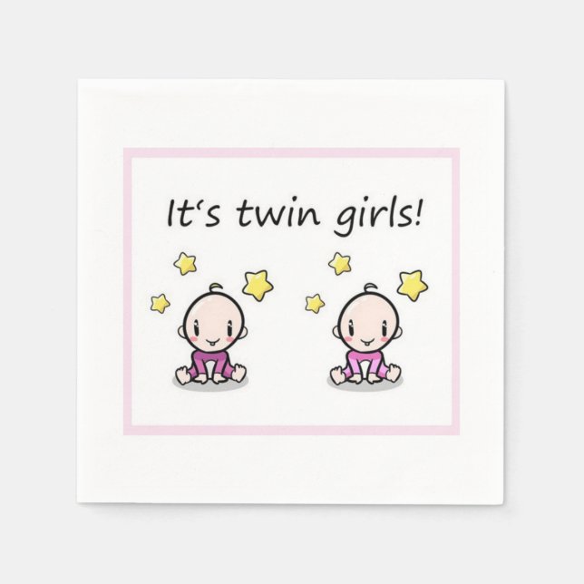 It's Twin Girls, Decoration, Twin Baby Shower  Napkin (Front)