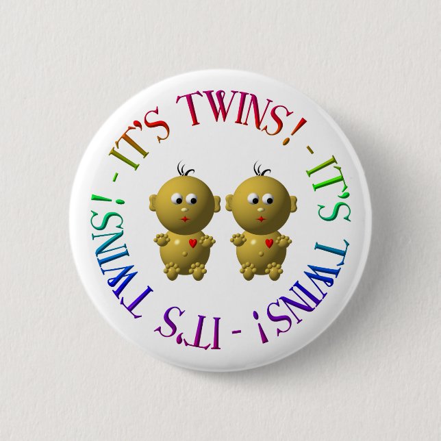 It's twins! 6 cm round badge (Front)