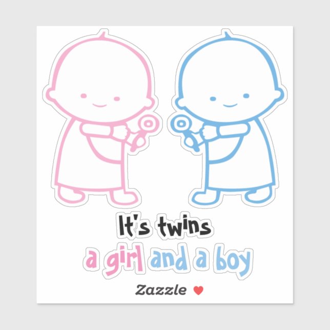 It's twins a girl and a boy pink and blue babies (Sheet)