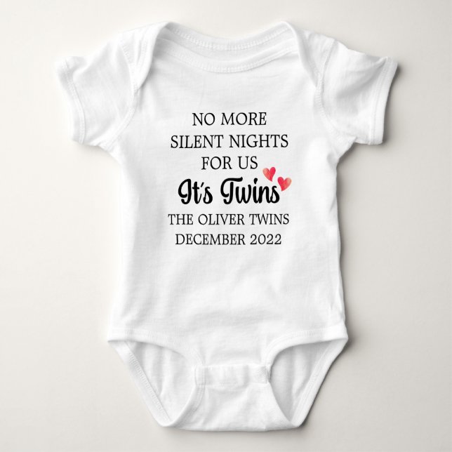 It's Twins Baby Announcement Baby Bodysuit (Front)