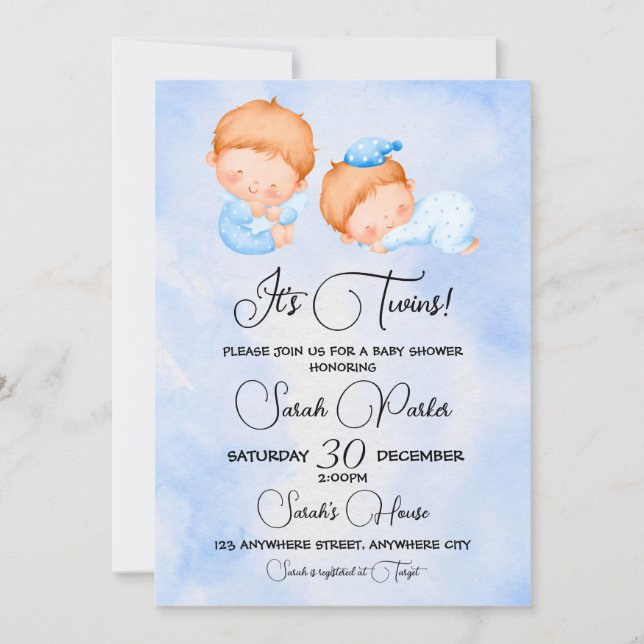 It's Twins Baby Shower Invitation (Front)
