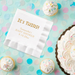 It's Twins Baby Shower Name Foil Napkins