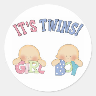 ITS TWINS (Boy Girl) Classic Round Sticker