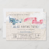 It's Twins Boy Girl | Vintage Aeroplane Baby Showe