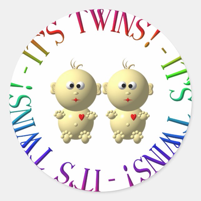 It's twins! classic round sticker (Front)