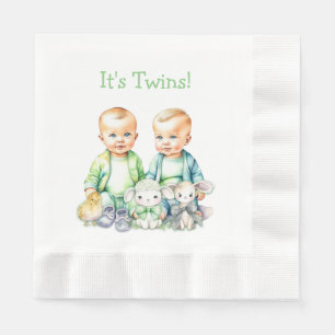It's Twins! Cute boy twins Baby Shower Napkin