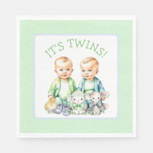 It's Twins! Cute boy twins Baby Shower Napkin
