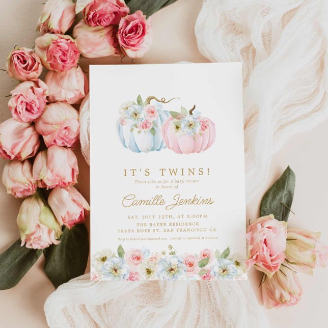 It's Twins Fall Girl and Boy Baby Shower Invitation (It's Twins Boy and girl Baby Shower Invitation)