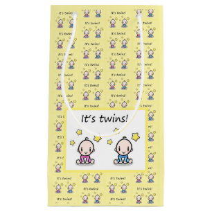 It's Twins Gift Wrap, Baby Shower Decoration, Small Gift Bag