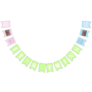 It's Twins Girl Boy Bunting Banner