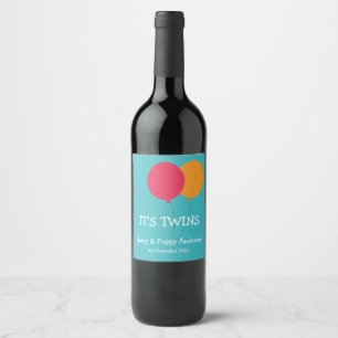It's Twins Modern Whimsical Wine Label