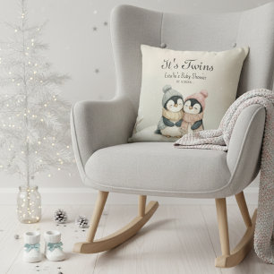 Its Twins Penguin Baby Shower Winter Wonderland  Cushion