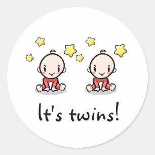 It's twins!, round stickers, square labels