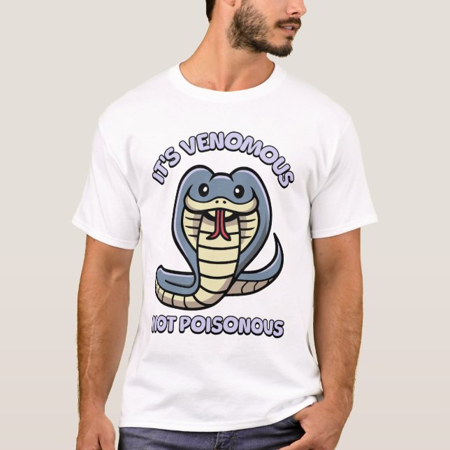 It's Venomous Not Poisonous! Cute Snake Cartoon T-Shirt (Front)